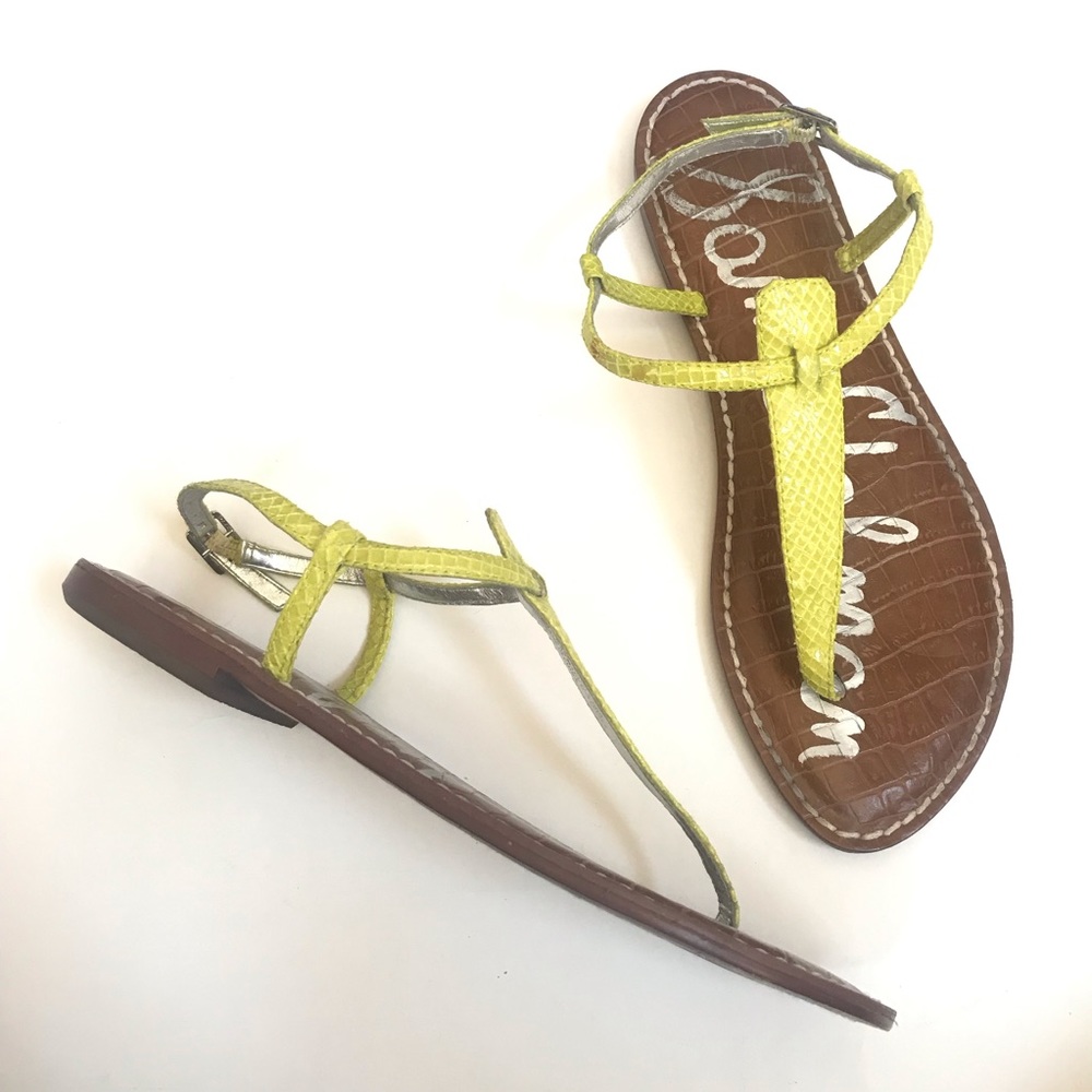 Sam Edelman Gigi T strap neon embossed sandal 8.5
